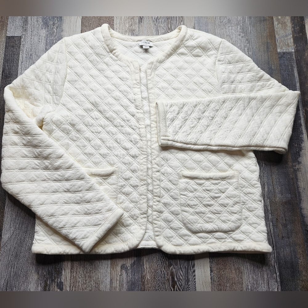 J. Crew Quilted Jacket Women's Medium Ivory Color